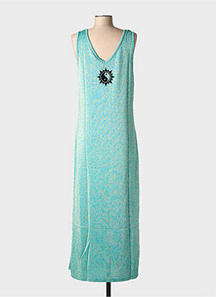 Robe longue sans manche sans manche bleu NINE TEES femme
