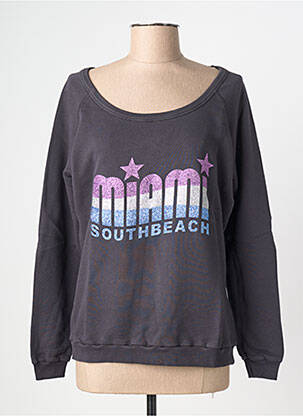 Sweat-shirt sérigraphie floquée manches longues noir NINE TEES femme