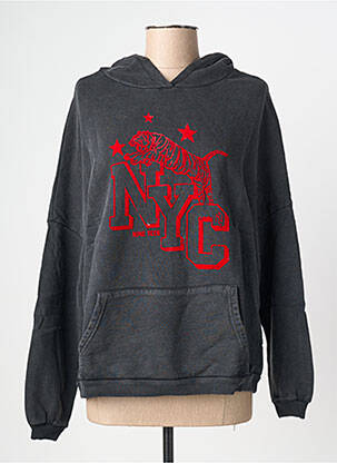 Sweat-shirt à capuche poches manches longues gris NINE TEES femme