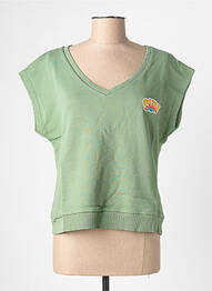 T-shirt col v manches courtes vert NINE TEES femme