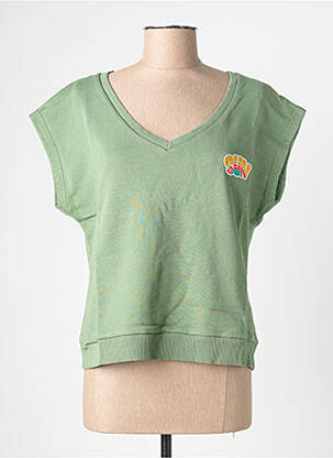T-shirt col v manches courtes vert NINE TEES femme