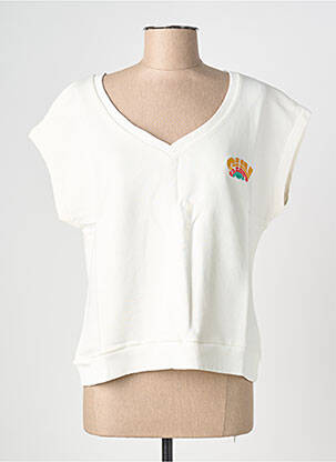 T-shirt col v manches courtes blanc NINE TEES femme