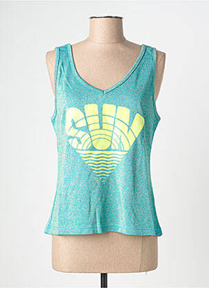 Débardeur col v sans manche bleu NINE TEES femme