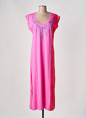 Robe longue manches courtes manches courtes rose NINE TEES femme