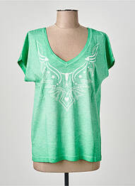 T-shirt coupe droite manches courtes vert NINE TEES femme