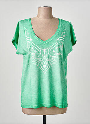T-shirt coupe droite manches courtes vert NINE TEES femme