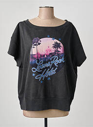 Sweat-shirt maille semi-opaque manches courtes noir NINE TEES femme