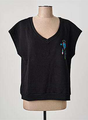Sweat-shirt stretch manches courtes noir NINE TEES femme