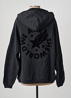 Sweat-shirt à capuche stretch manches longues noir NINE TEES femme