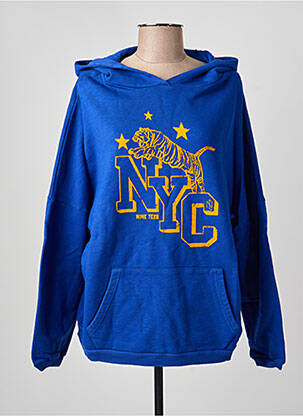 Sweat-shirt à capuche stretch manches longues bleu NINE TEES femme