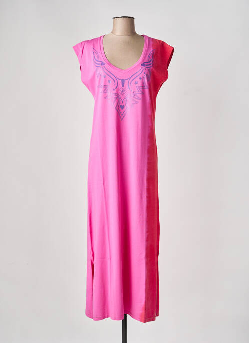 Robe longue manches courtes manches courtes rose NINE TEES femme