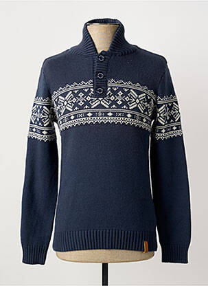 Pull maille tricot manches longues bleu KAPORAL homme