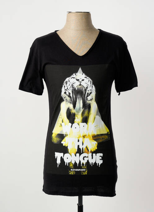 T-shirt coupe cintrée manches courtes noir ELEVEN PARIS homme