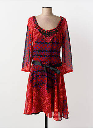 Robe mi-longue manches 3/4 manches 3/4 rouge DESIGUAL femme