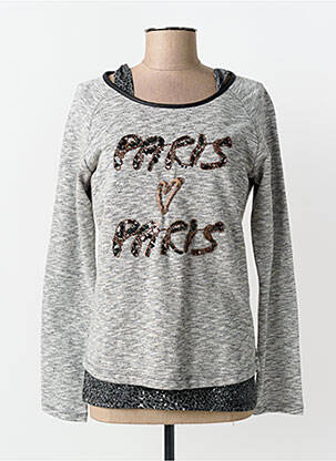 Sweat-shirt maille semi-opaque manches longues gris MAISON SCOTCH femme