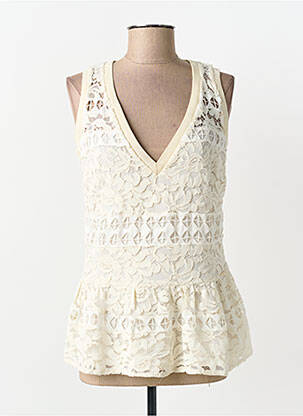 Top coupe cintrée sans manche beige GUESS femme
