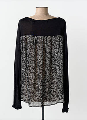 Top tissage crêpe manches longues noir MAISON SCOTCH femme