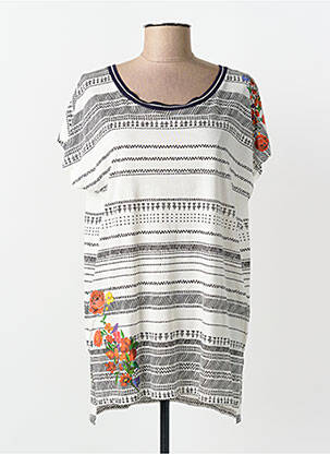 T-shirt coupe droite manches courtes blanc DESIGUAL femme