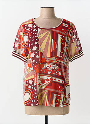 Top tissage crêpe manches courtes rouge SCOTCH & SODA femme