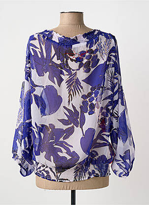 Blouse légère et transparente manches 3/4 bleu DESIGUAL femme
