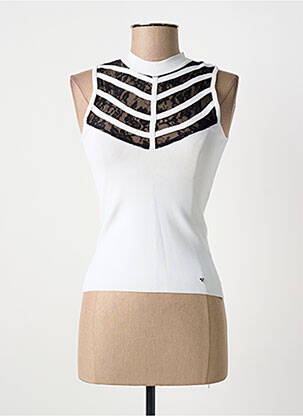 Top tissage jersey sans manche blanc GUESS femme