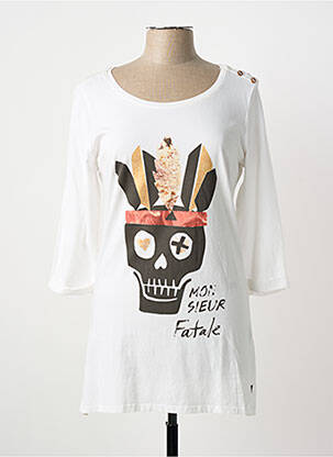 T-shirt sérigraphie manches 3/4 beige MAISON SCOTCH femme