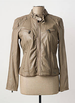 Veste en cuir poches beige REDSKINS femme