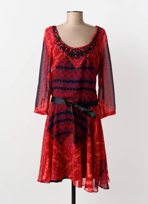 Robe mi-longue manches 3/4 manches 3/4 rouge DESIGUAL femme