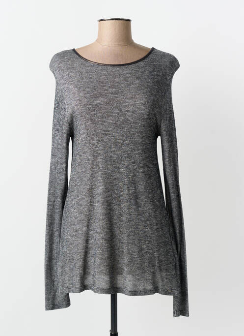 Pull tunique tissage chiné manches longues gris SALSA femme