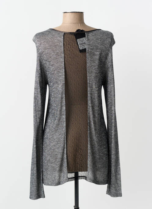 Pull tunique tissage chiné manches longues gris SALSA femme