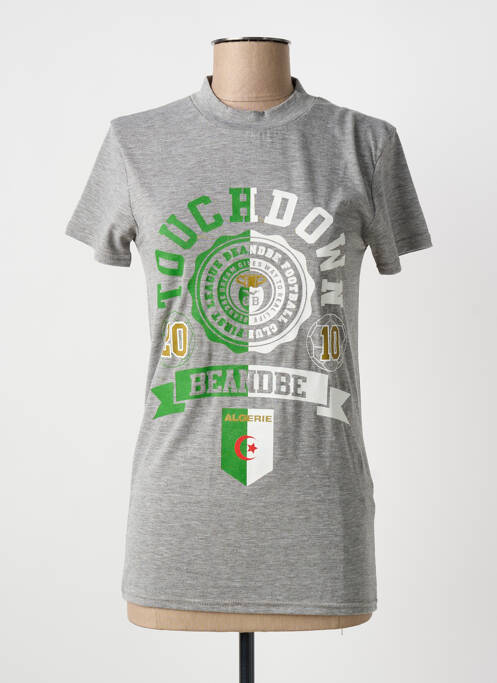 T-shirt sérigraphie manches courtes gris BE AND BE femme