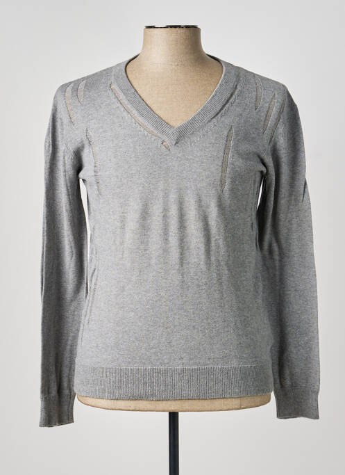 Pull col v manches longues gris ELEVEN PARIS homme