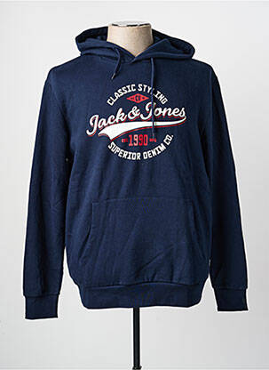 Sweat-shirt à capuche poches manches longues bleu JACK & JONES homme