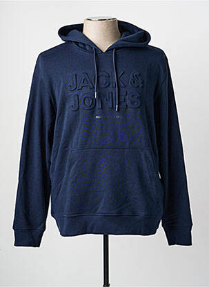 Sweat-shirt à capuche poches manches longues bleu JACK & JONES homme