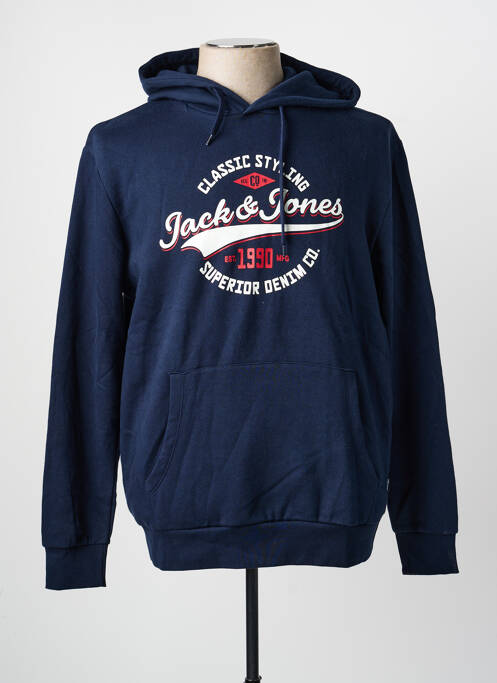 Sweat-shirt à capuche poches manches longues bleu JACK & JONES homme
