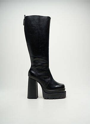 Bottes tissage satiné talon haut de 10cm et plus noir POEMA femme