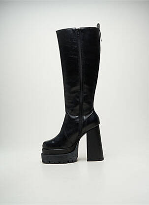 Bottes tissage satiné talon haut de 10cm et plus noir POEMA femme