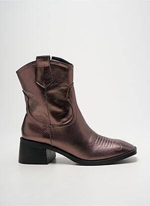 Bottines/boots matière lisse talon de 4 à 6cm marron POEMA femme