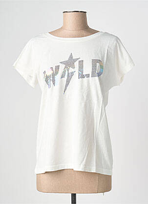 T-shirt sérigraphie floquée manches courtes blanc NINE TEES femme