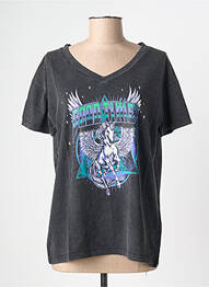 T-shirt sérigraphie floquée manches courtes noir NINE TEES femme