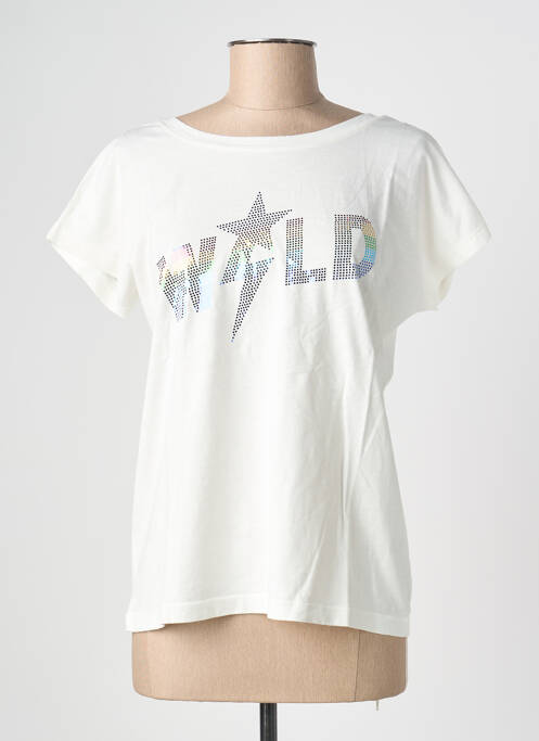 T-shirt sérigraphie floquée manches courtes blanc NINE TEES femme