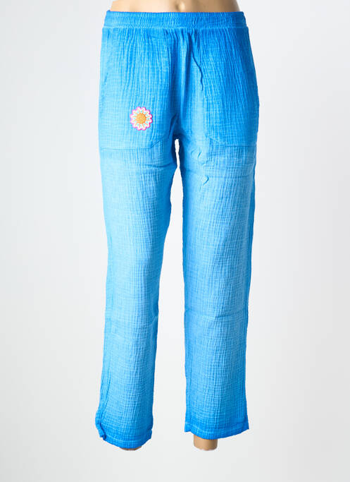 Pantalon 7/8 taille élastique taille normale bleu NINE TEES femme