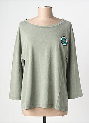 T-shirt coupe droite manches 3/4 vert NINE TEES femme