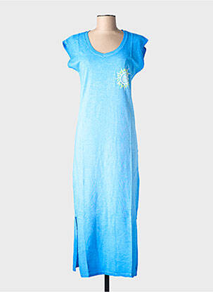 Robe longue manches courtes manches courtes bleu NINE TEES femme