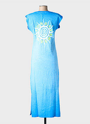 Robe longue manches courtes manches courtes bleu NINE TEES femme