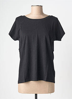 T-shirt sérigraphie floquée manches courtes noir NINE TEES femme