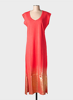 Robe longue manches courtes manches courtes rouge NINE TEES femme