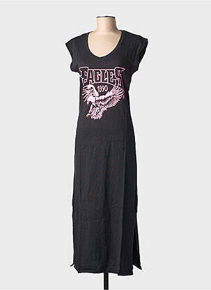 Robe longue manches courtes manches courtes noir NINE TEES femme