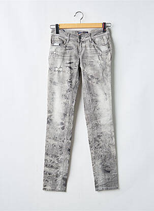 Jeans coupe slim effet usé délavé taille basse gris SALSA femme