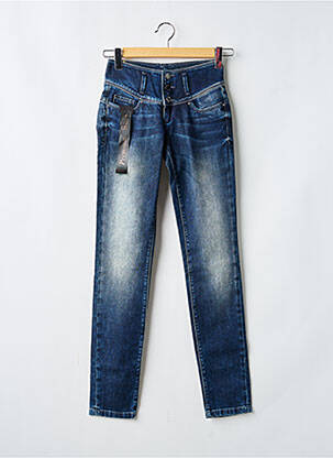 Jeans coupe slim effet usé délavé taille haute bleu SALSA femme